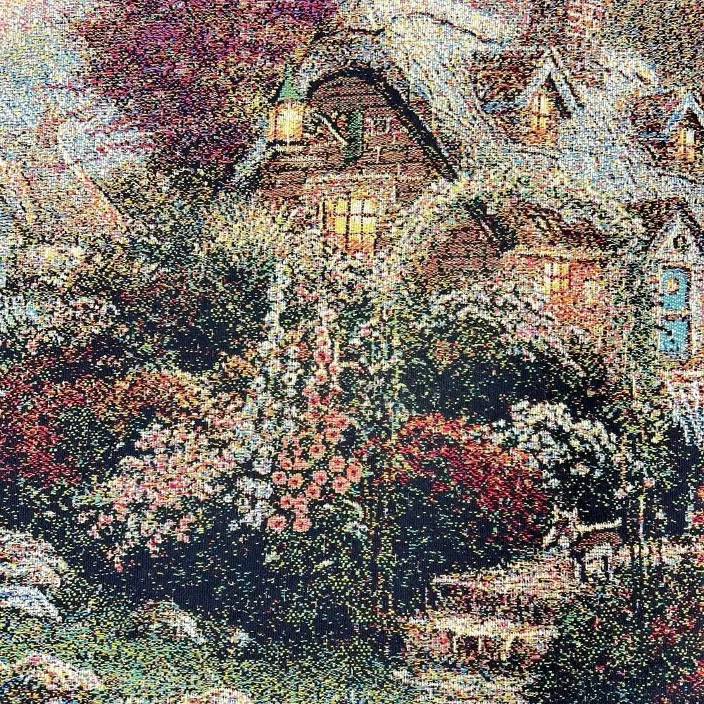 Thomas Kinkade Throw Blanket Lamplight Bridge Painter of Light Tapestry 63x42